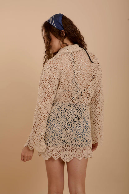 Long Sleeve crochet shirt/Cover-up