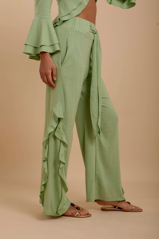 Mint side ruffles Pants