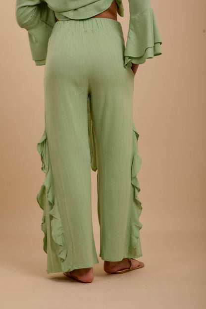 Mint side ruffles Pants