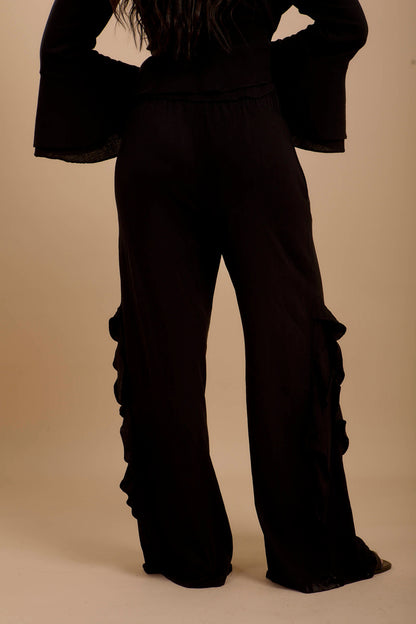 Black side ruffles Pants