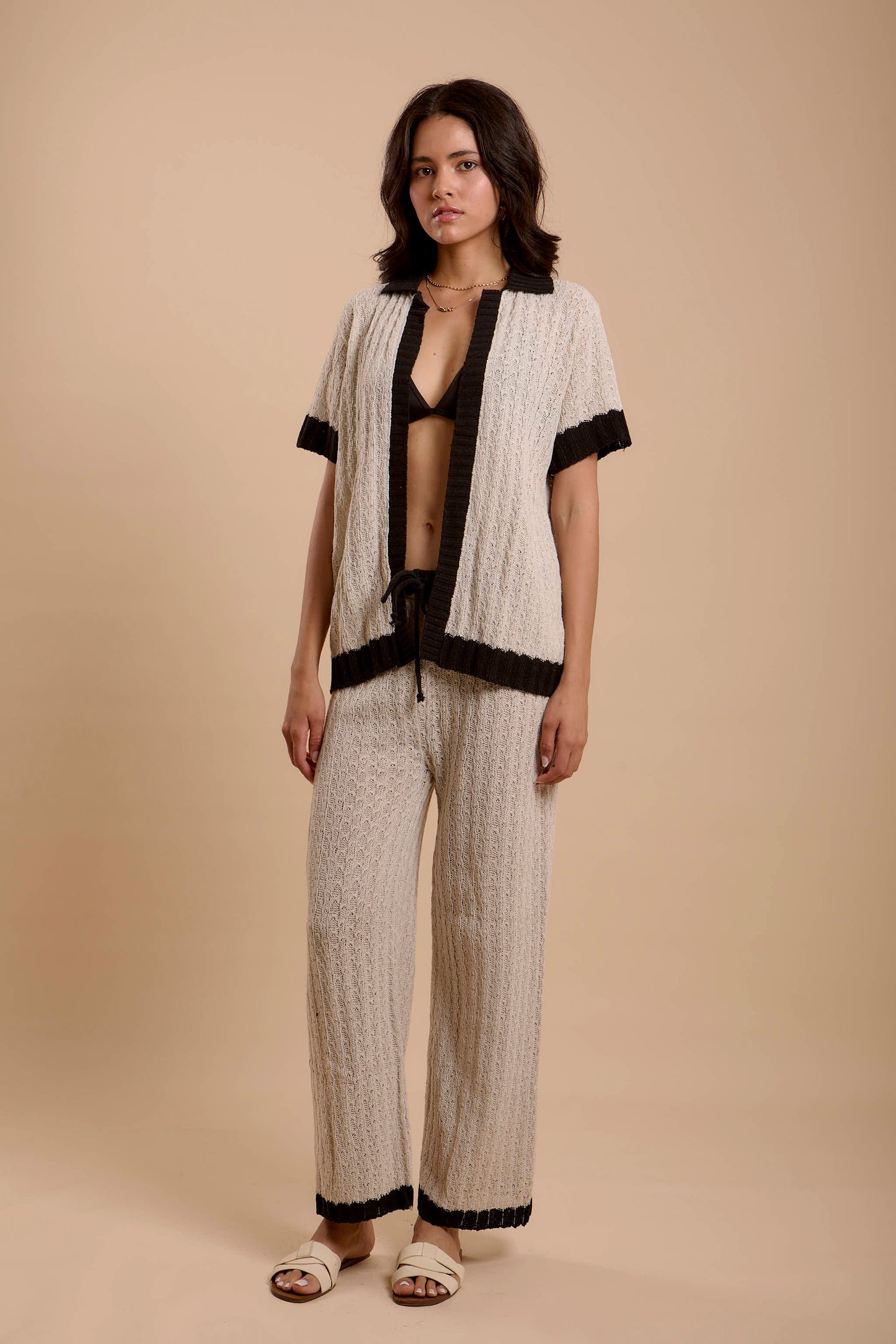 Crochet Shirt Offwhite & Black