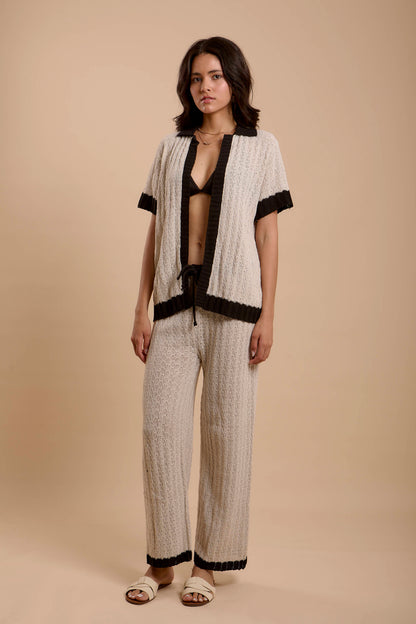 Crochet Shirt Offwhite & Black