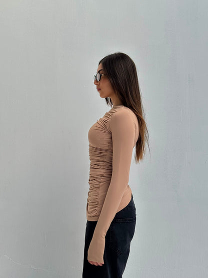 Contour Drape Top - Beige