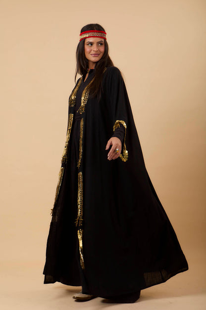 Black Handmade Golden Embelishments Kimono