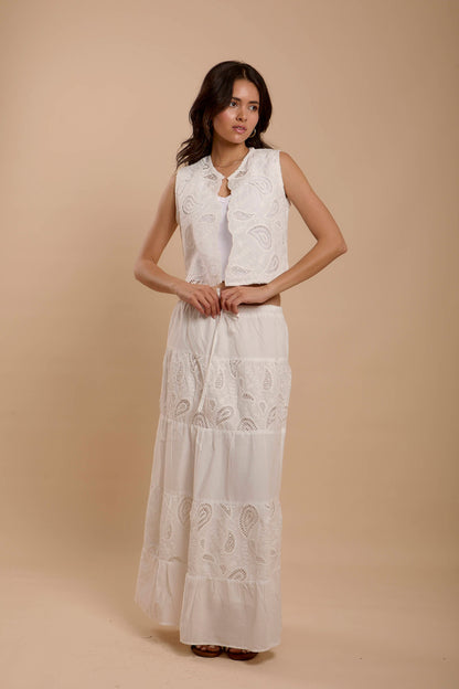 Hippie White Embro Vest