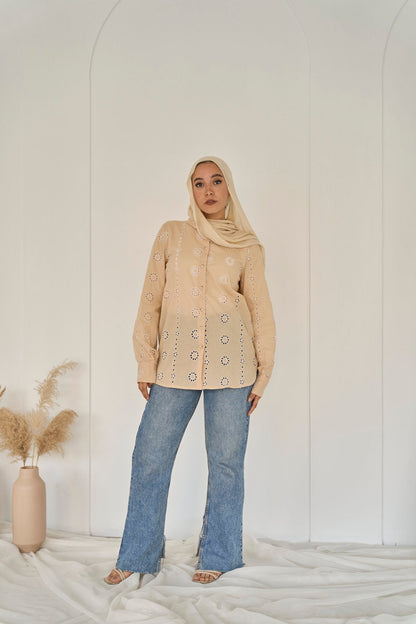Beige flora shirt