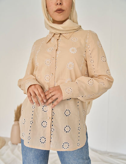 Beige flora shirt