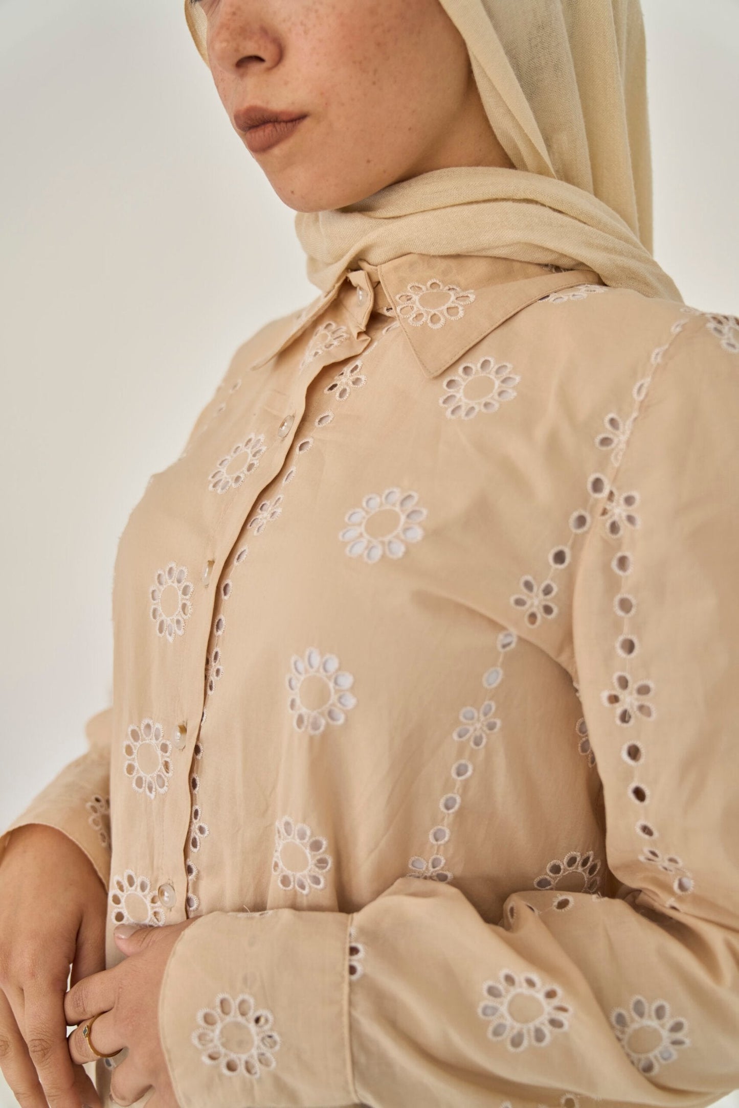 Beige flora shirt