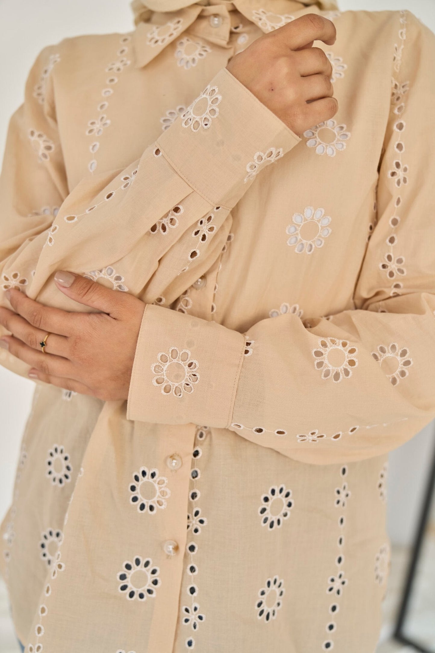 Beige flora shirt