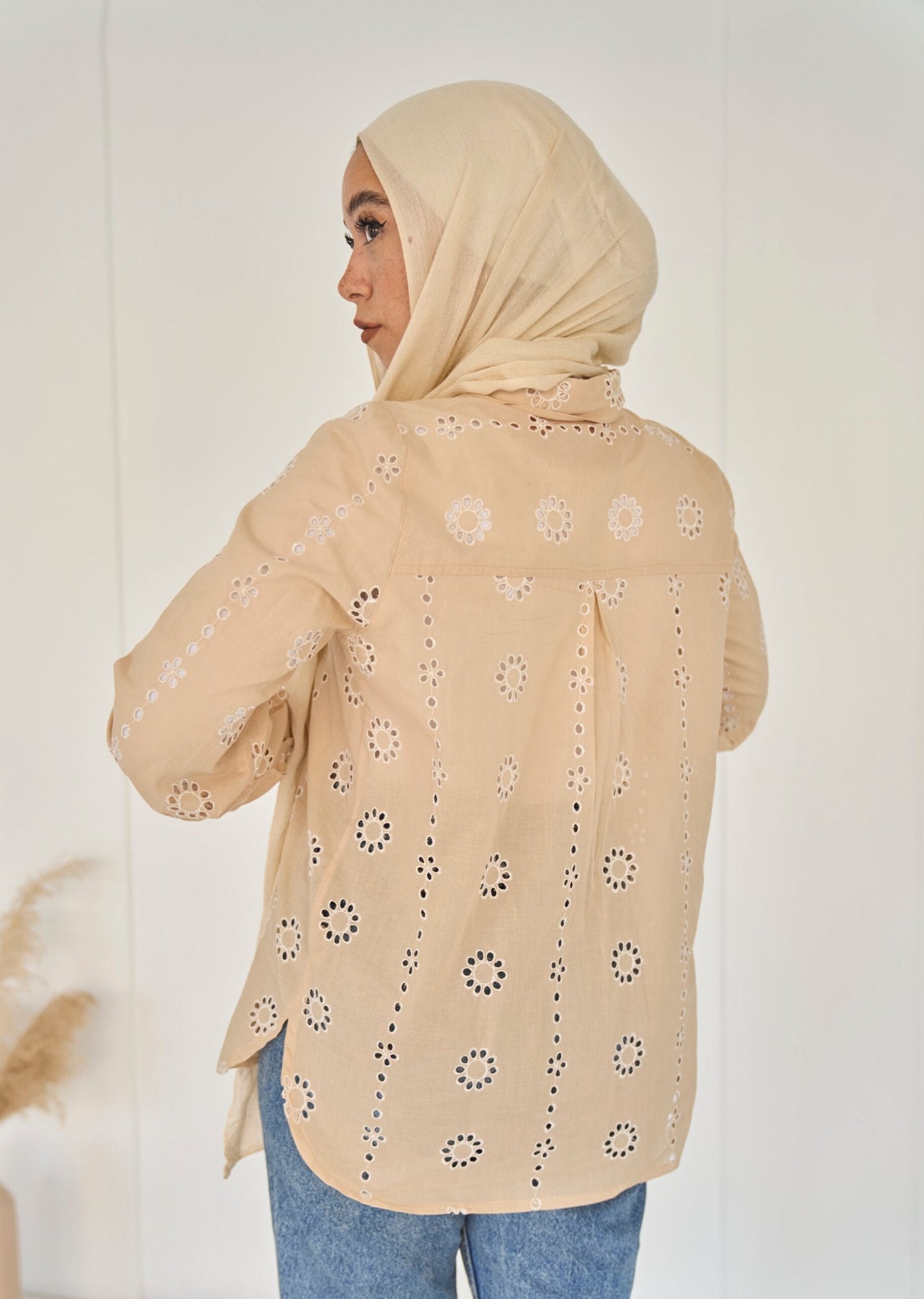 Beige flora shirt