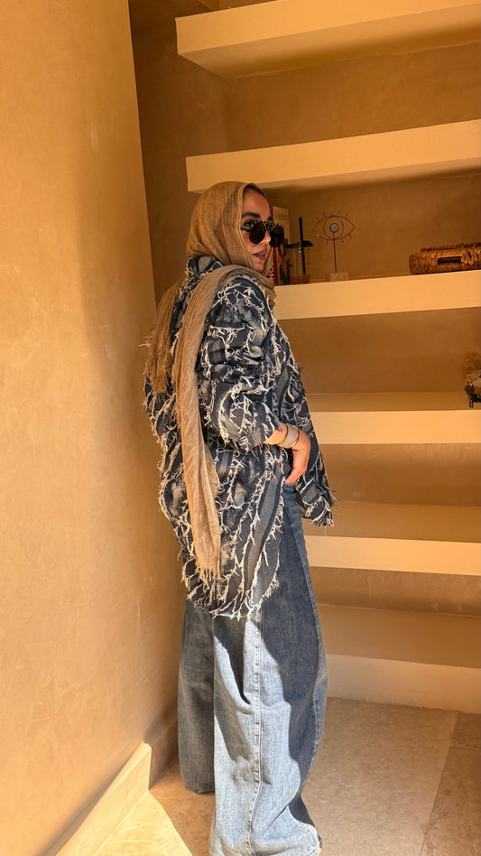 Oversized denim shirt