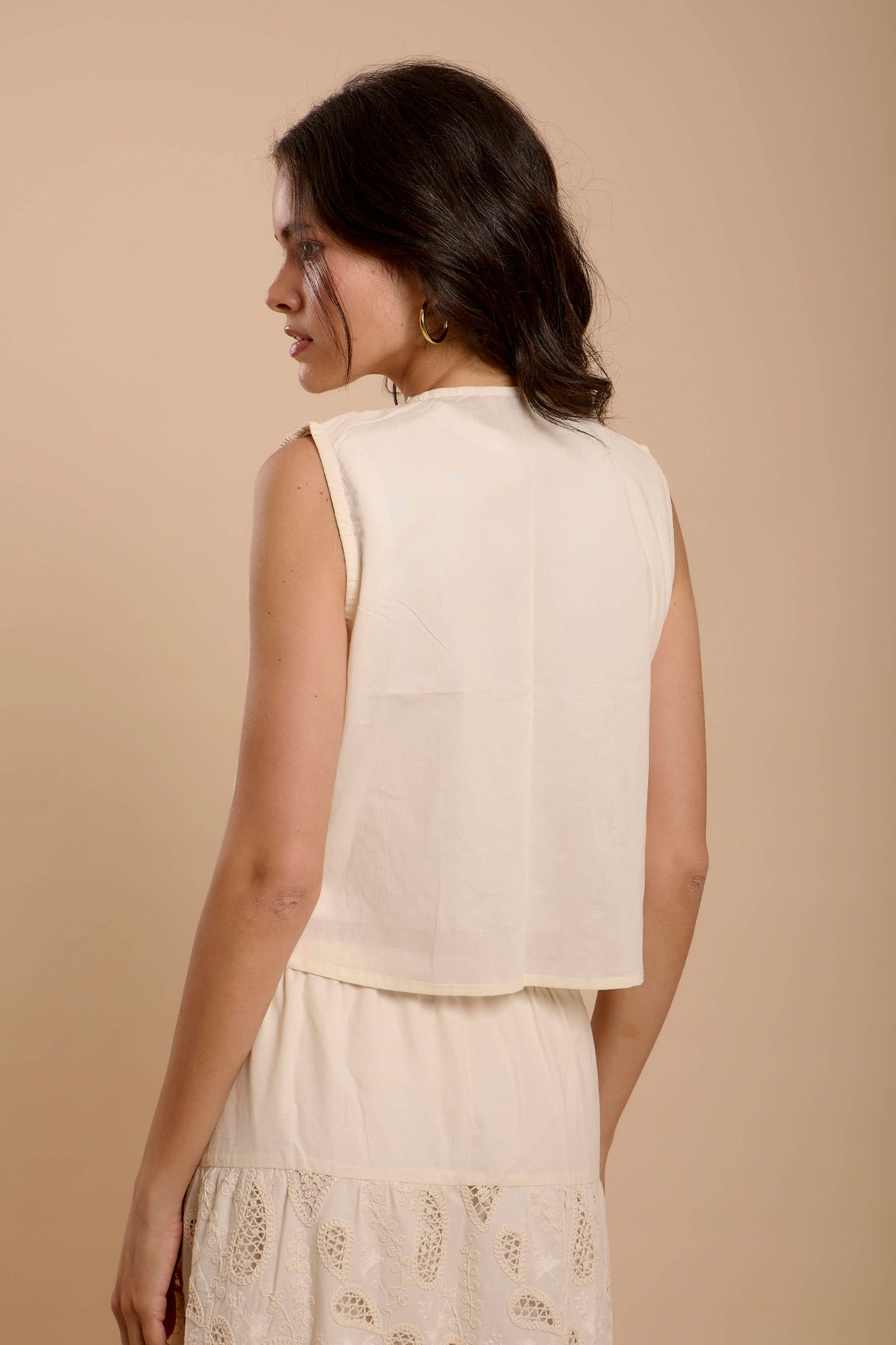 Hippie Beige Embro Vest