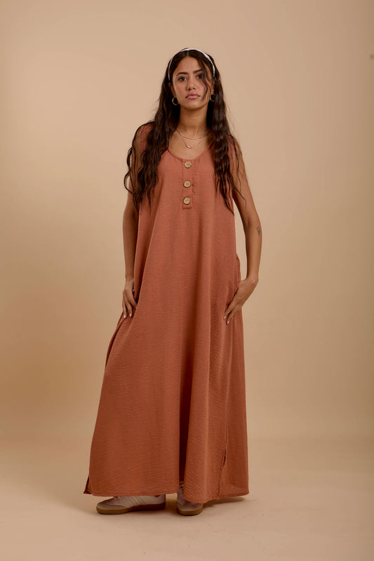 Sleeveless Brown  Dress