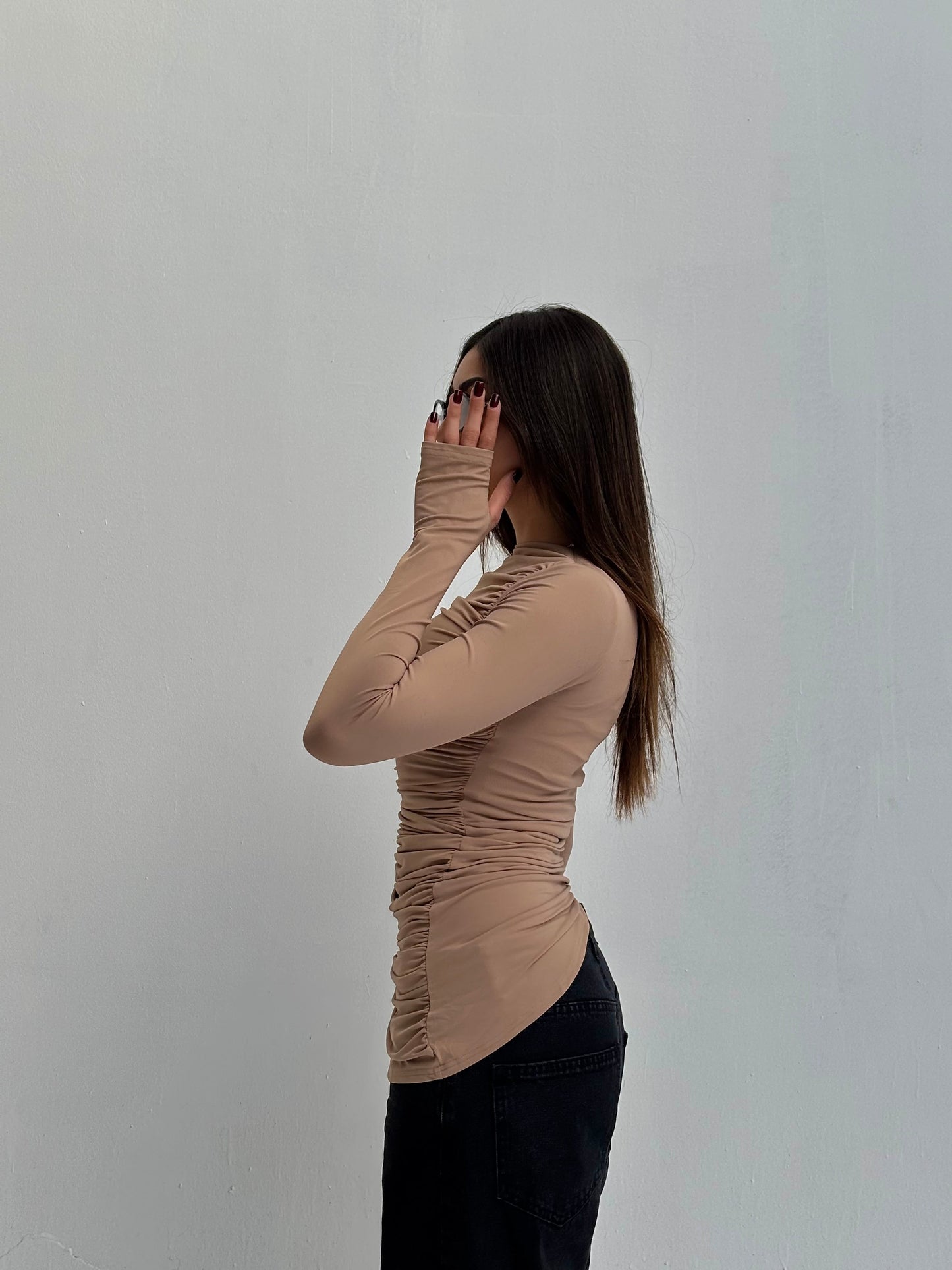 Contour Drape Top - Beige