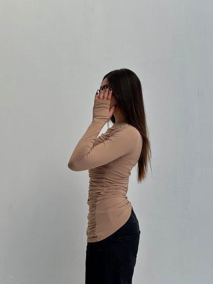 Contour Drape Top - Beige