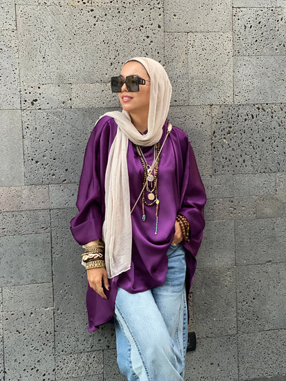 Purple satin poncho( it’s not allowed to order multiple satin item to try)