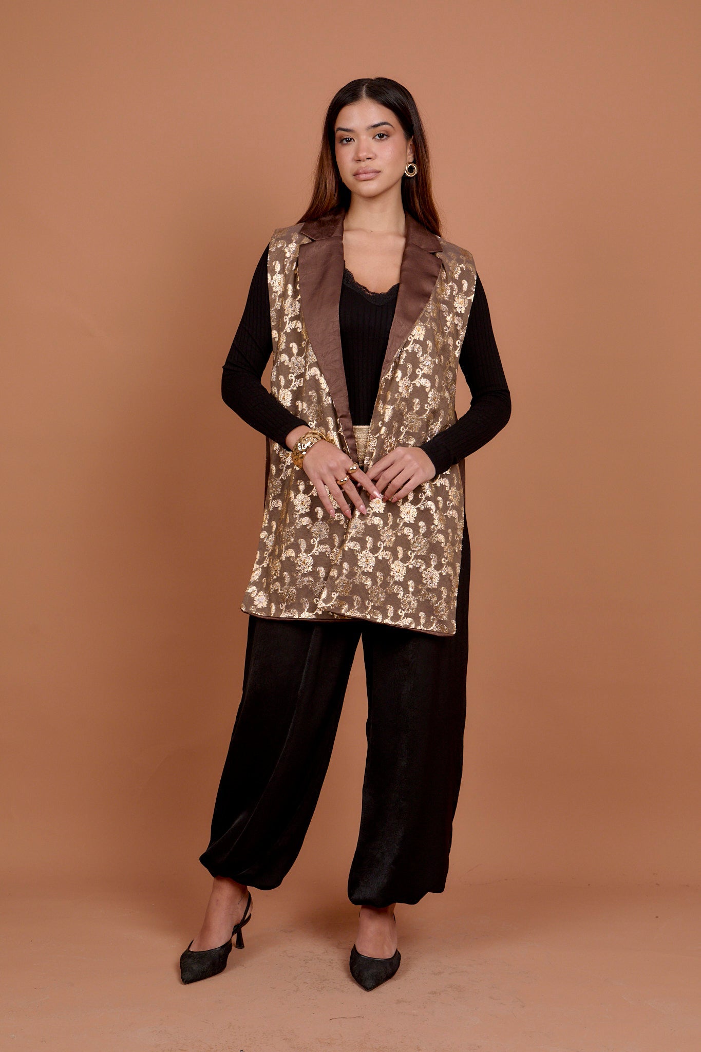 Brown & Gold Embro Vest