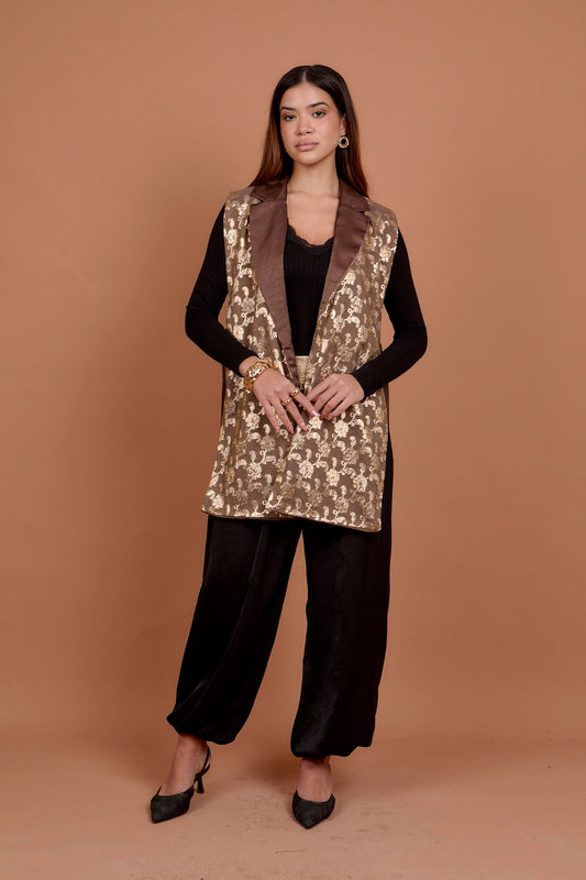Brown & Gold Embro Vest