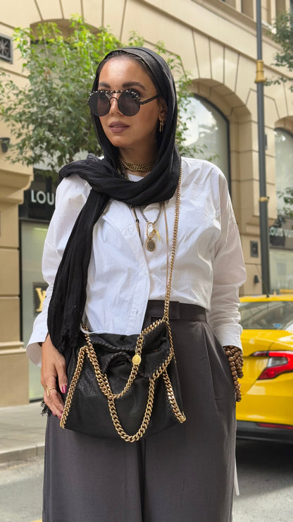 Premium soft wool Dark Grey loose pants