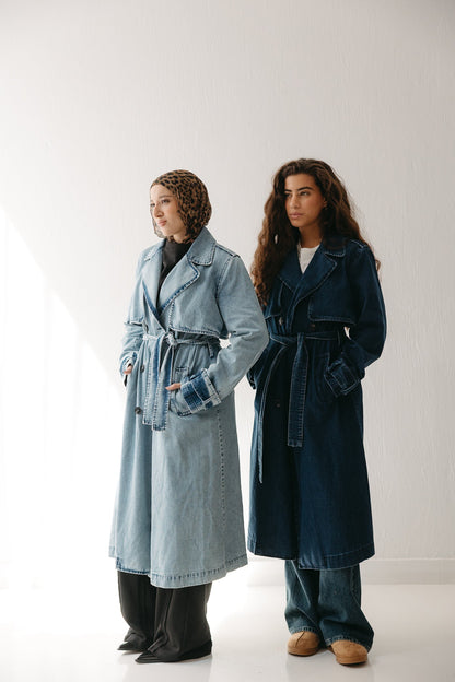 Allure Trench Coat in Deep Blue