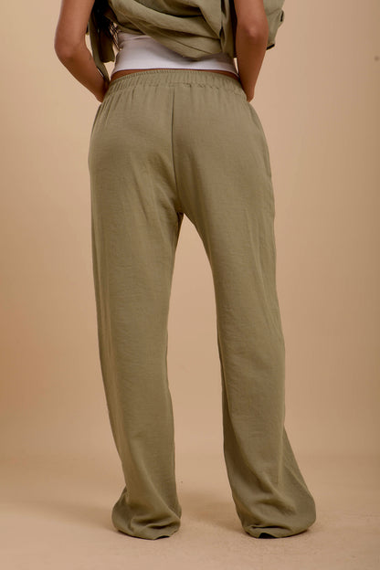 Olive Loose Linen Pants