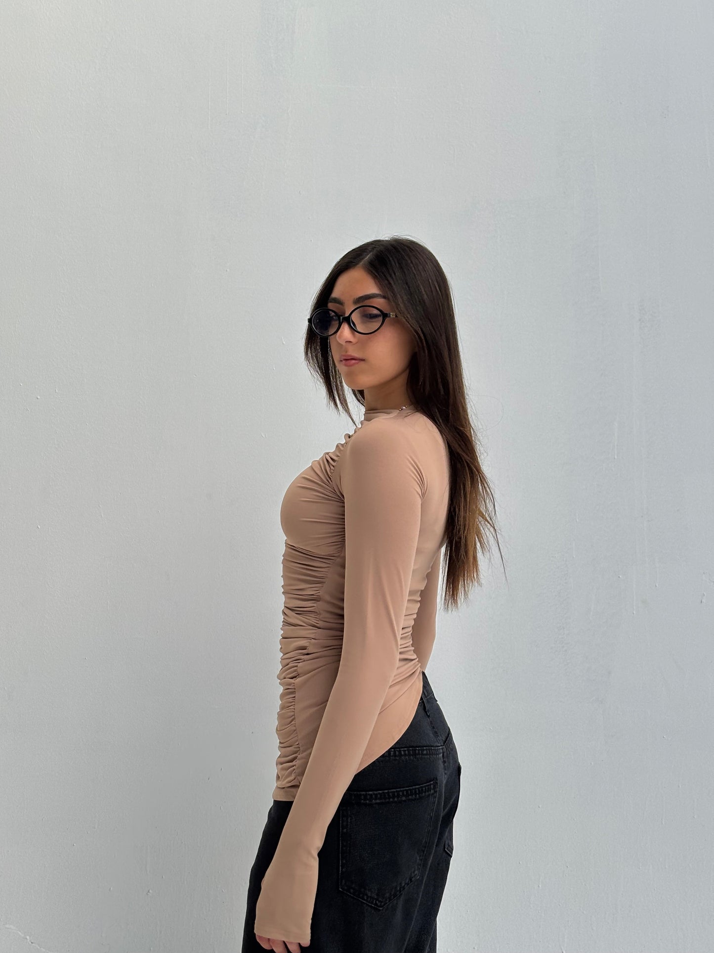 Contour Drape Top - Beige