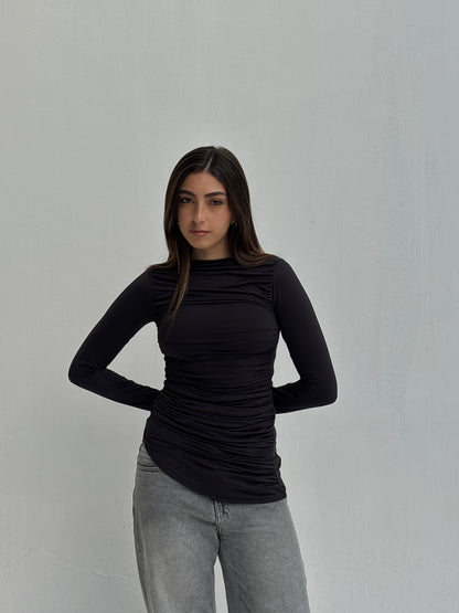 Contour Drape Top - Black