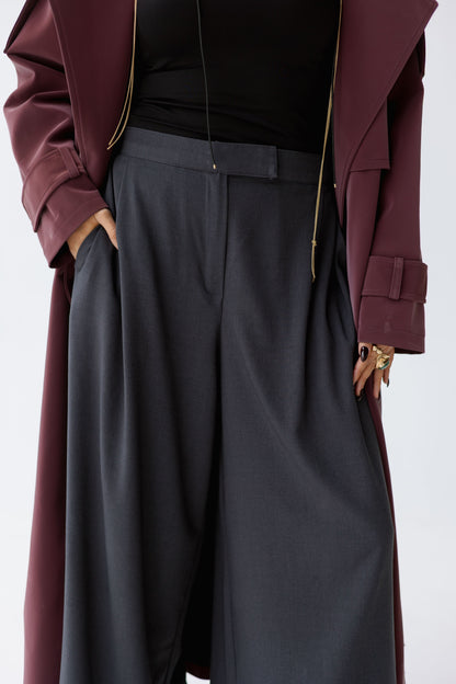 Premium soft wool Dark Grey loose pants