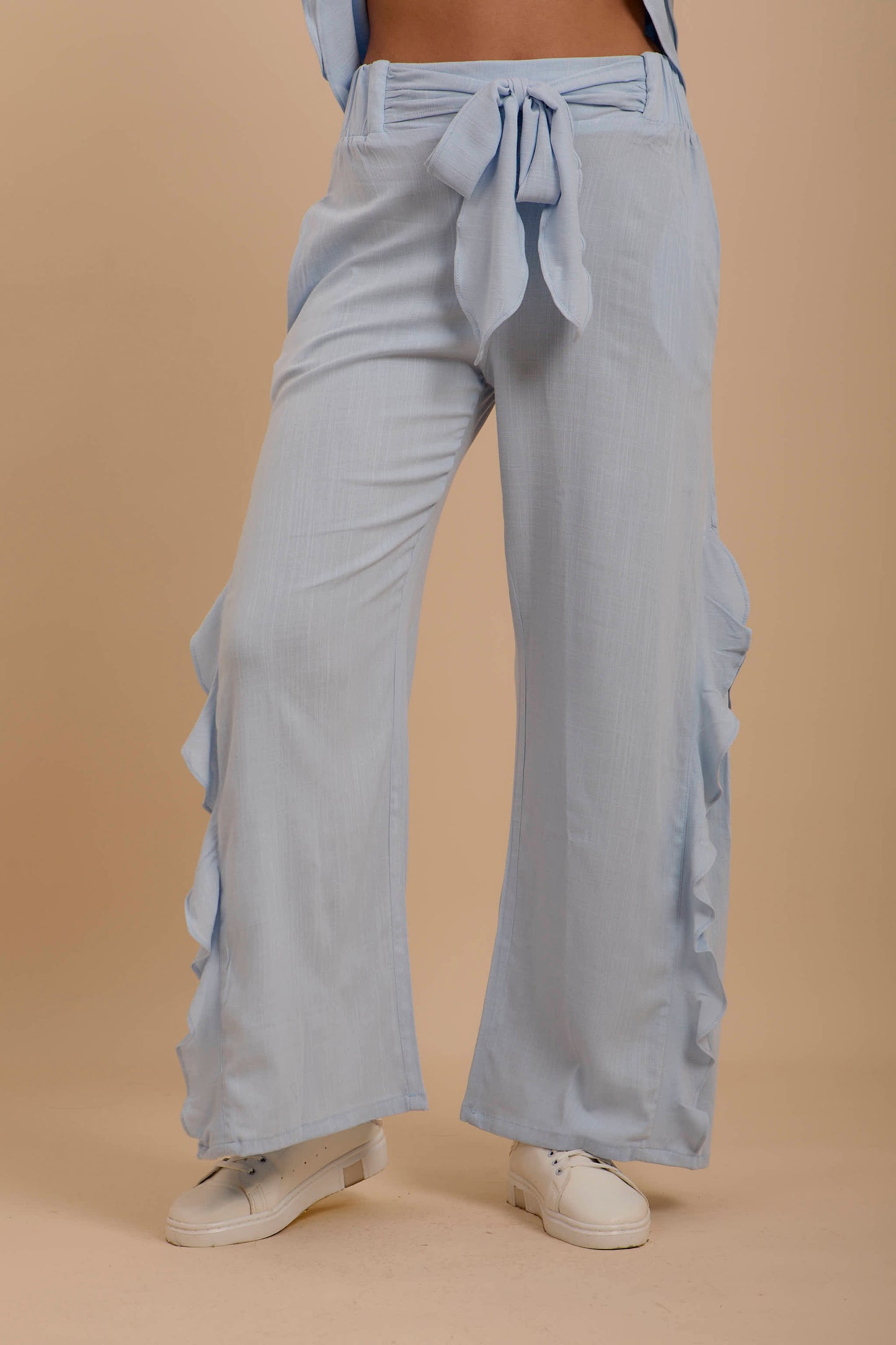 Blue side ruffles Pants