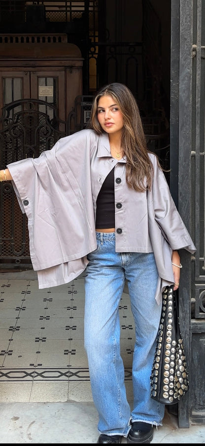 Cape Cropped Trench - Grey