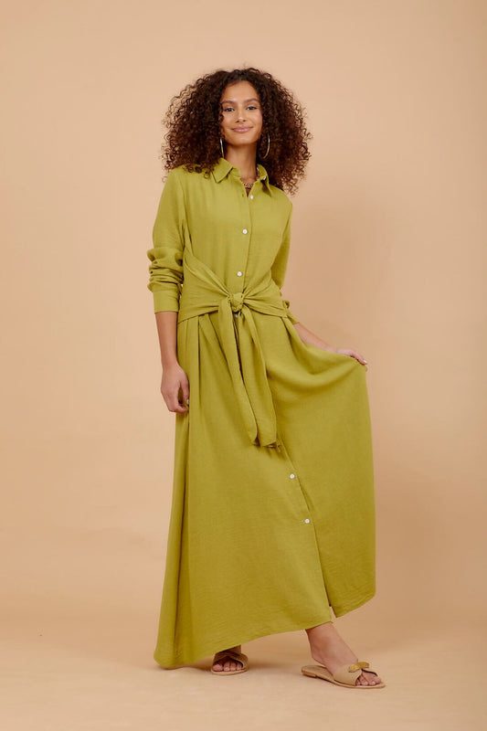 Kiwi Linen Tye Around Shirt Dress