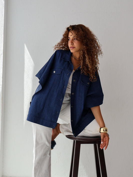 Denim Delight Vest in Dark Blue
