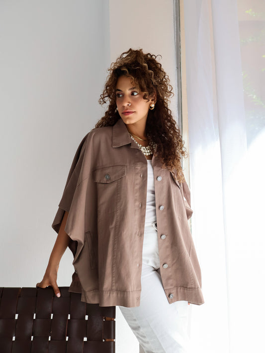 Denim Delight Vest in Brown