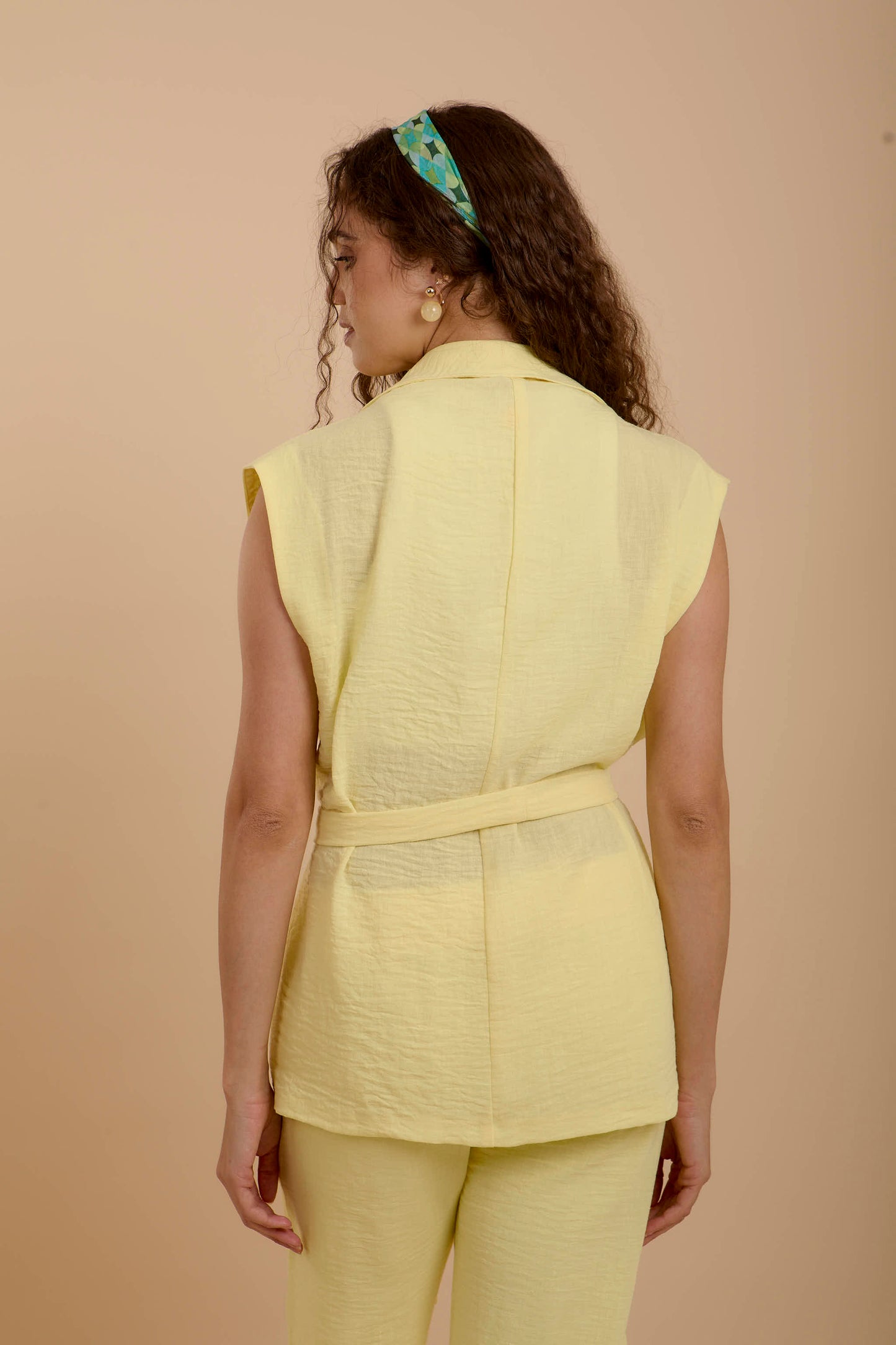 Yellow Linen Long Vest