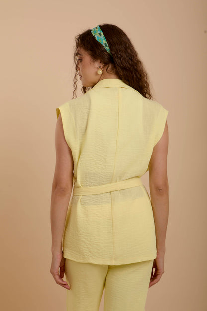 Yellow Linen Long Vest