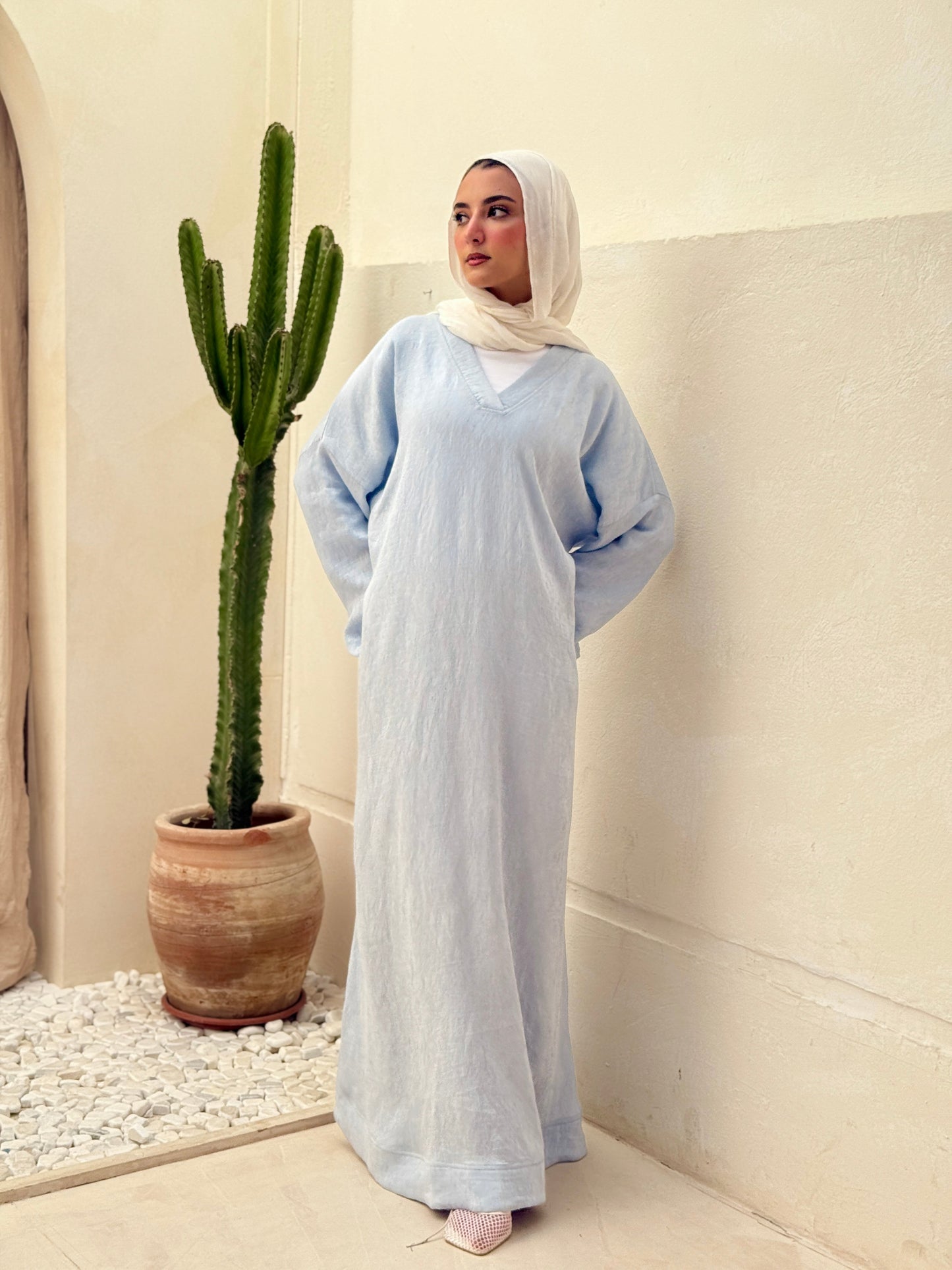 Feminine Fusion Dress In Delicate Blue
