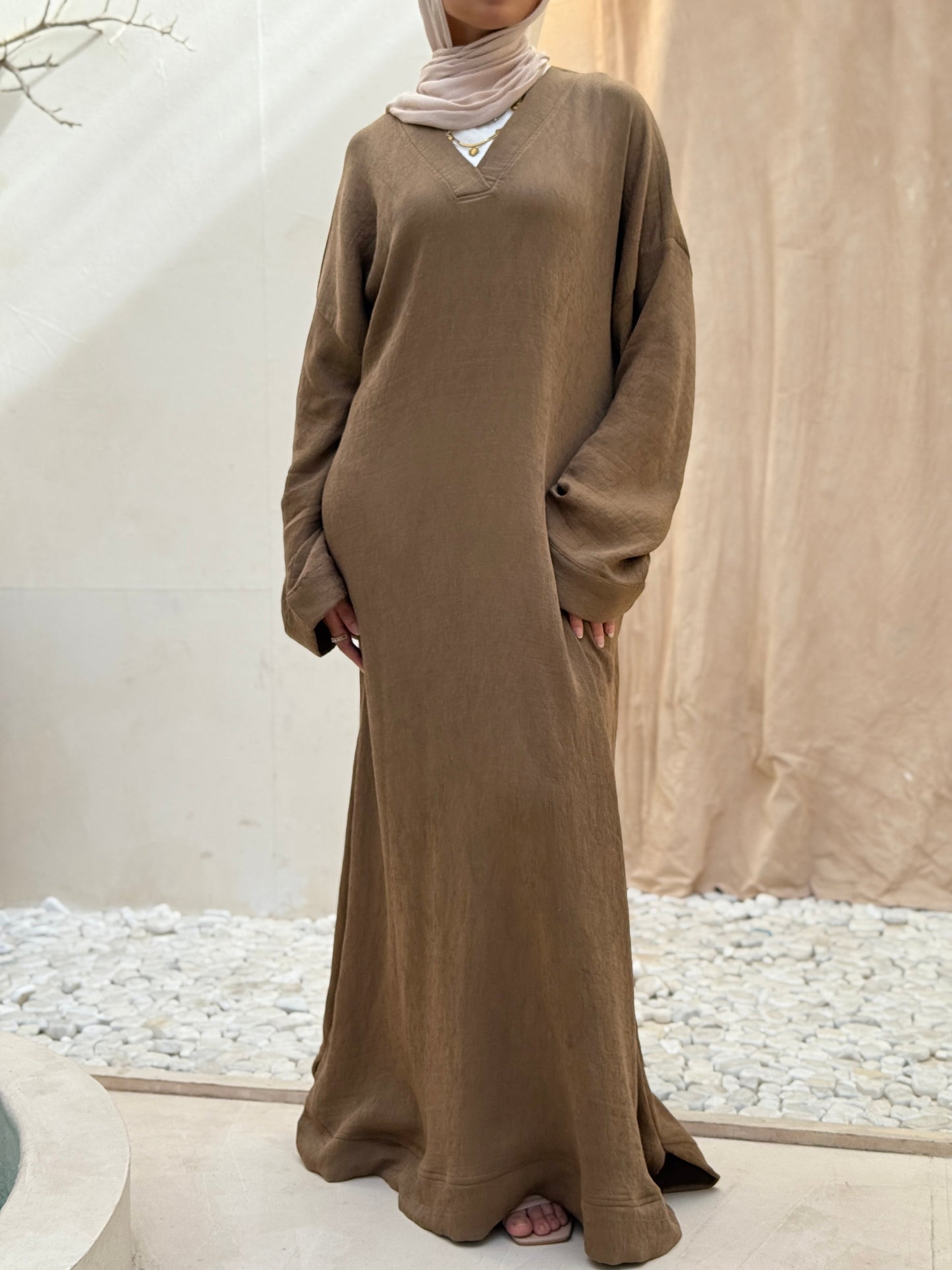 Feminine Fusion Dress In Chocolate