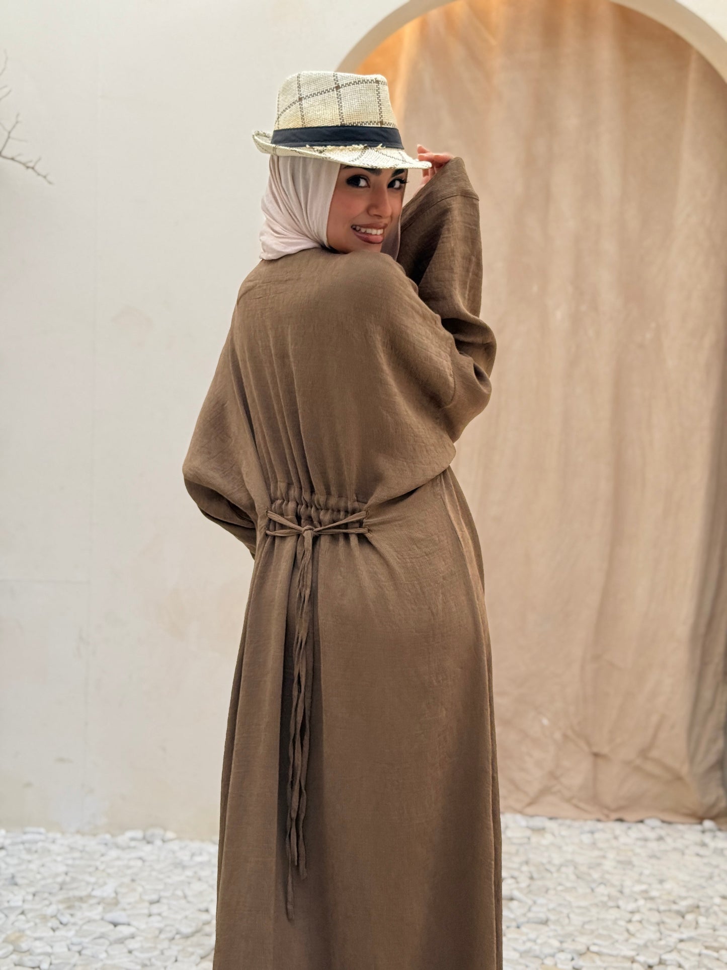 Feminine Fusion Dress In Chocolate