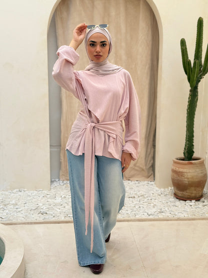 Elegant Twist Blouse In Pink