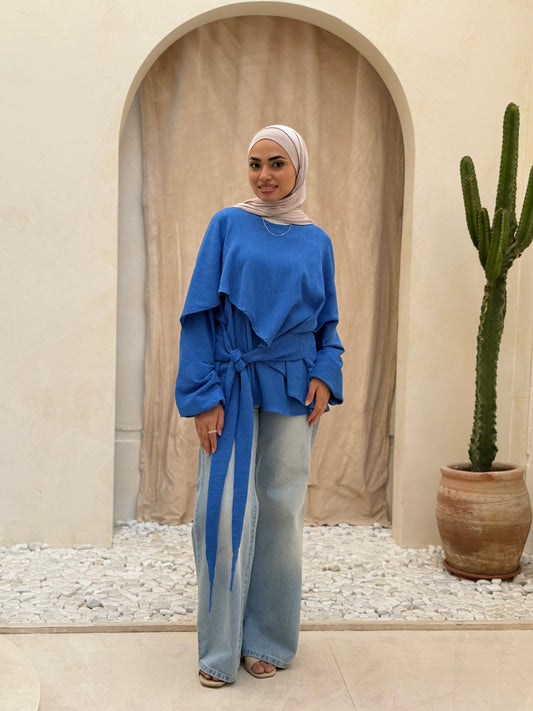 Elegant Twist blouse In Royal Blue