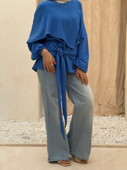 Elegant Twist blouse In Royal Blue
