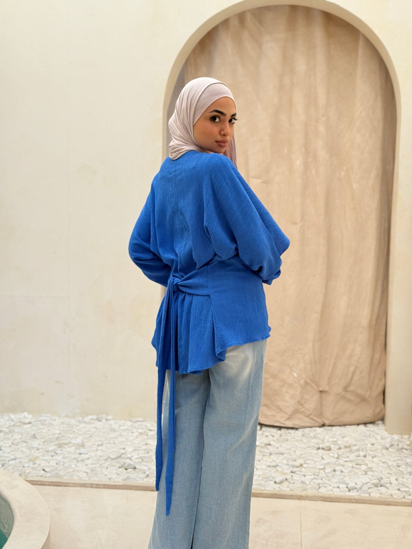 Elegant Twist blouse In Royal Blue