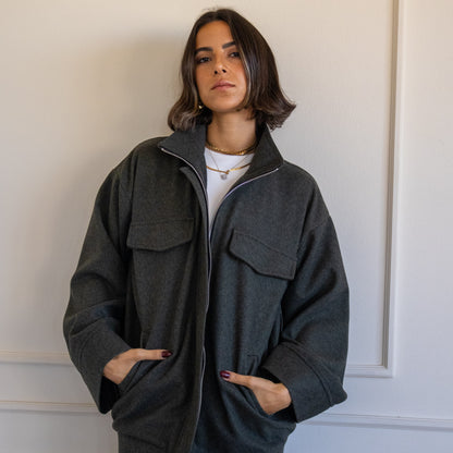 Off To The Races Bomber Jacket in Olive Green