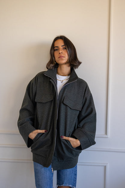 Off To The Races Bomber Jacket in Olive Green