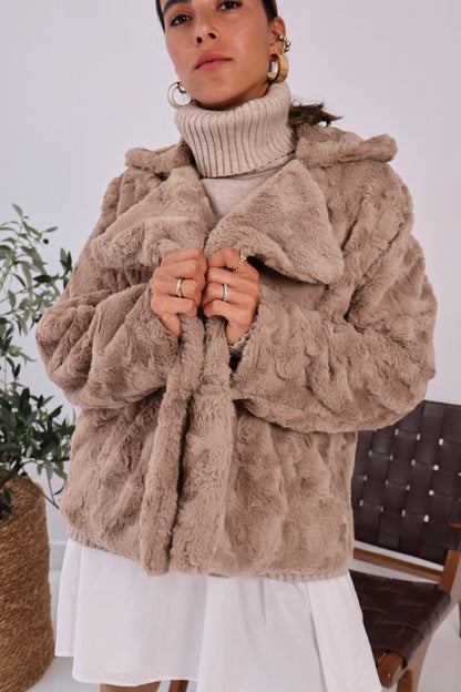 Wild Whisper Cropped Fur in Dark Beige