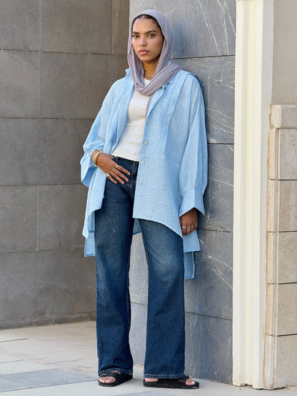 Flair Ease Top In Baby-blue