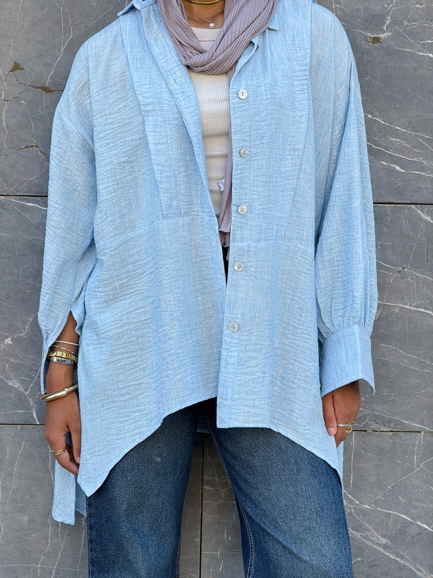 Flair Ease Top In Baby-blue