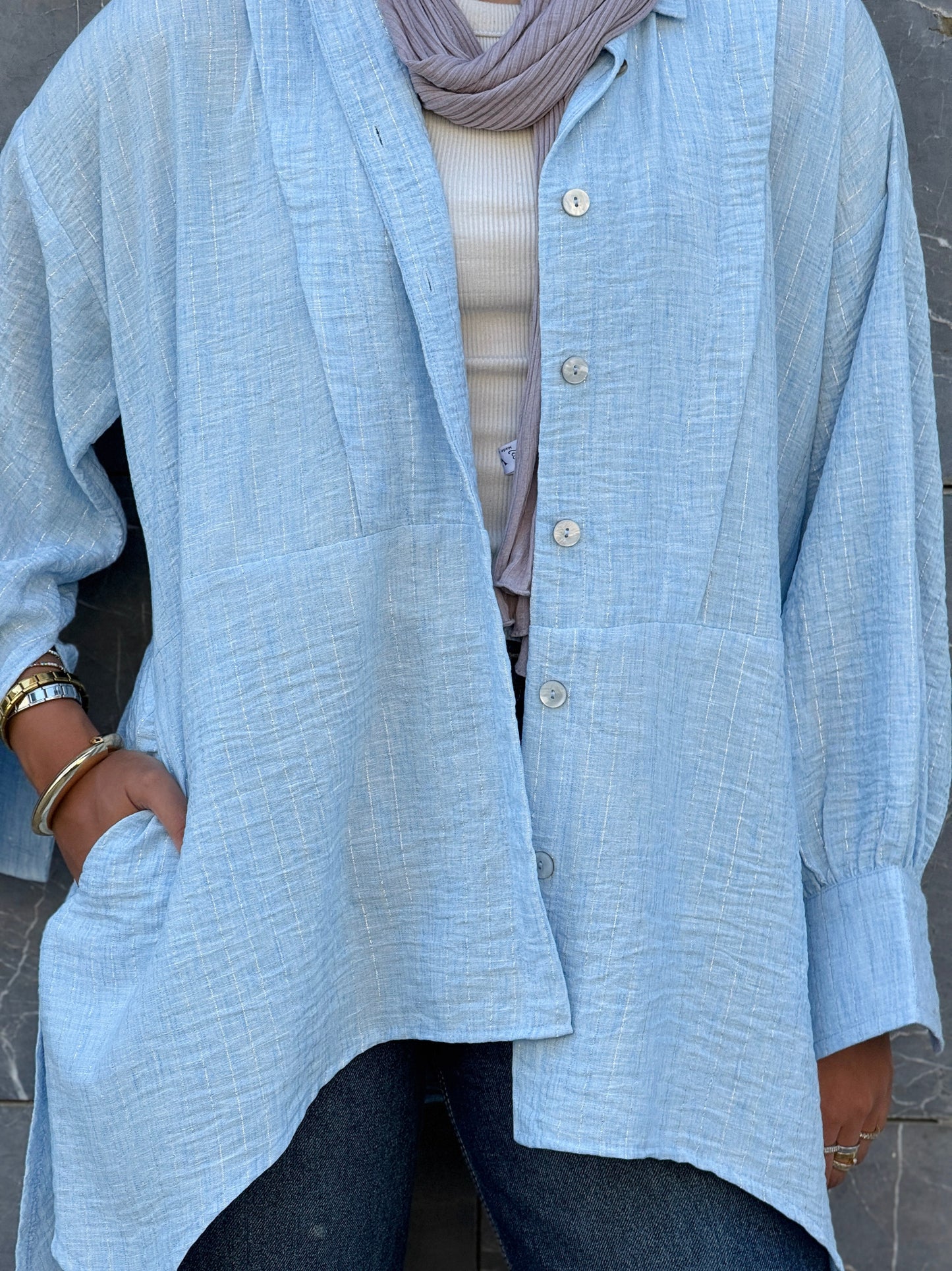 Flair Ease Top In Baby-blue