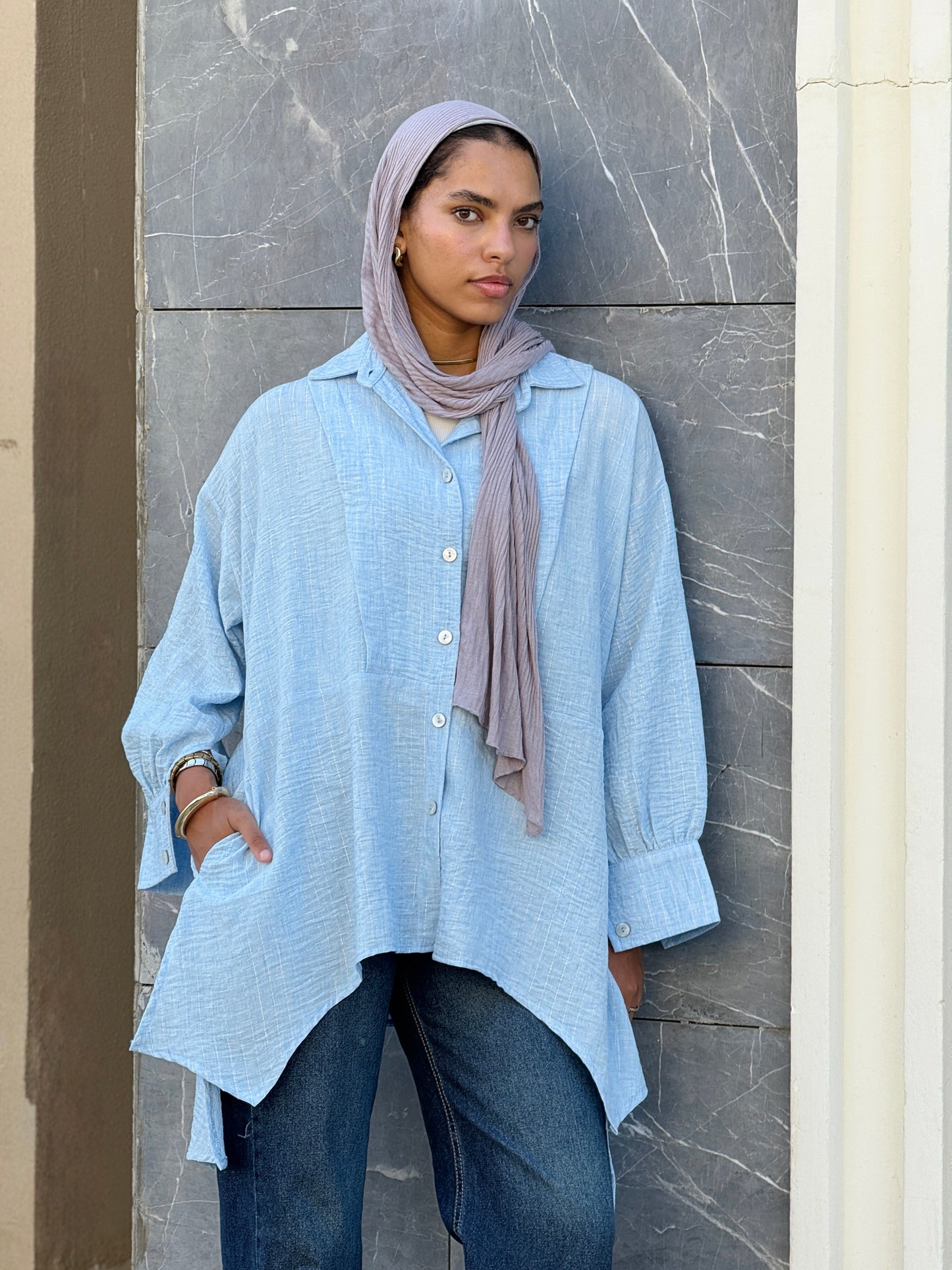 Flair Ease Top In Baby-blue