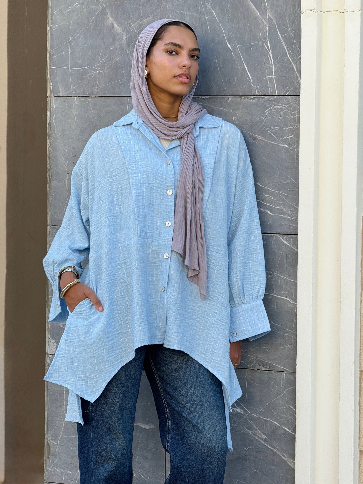 Flair Ease Top In Baby-blue